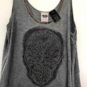 Harley Davidson skull tank with embroidery beading